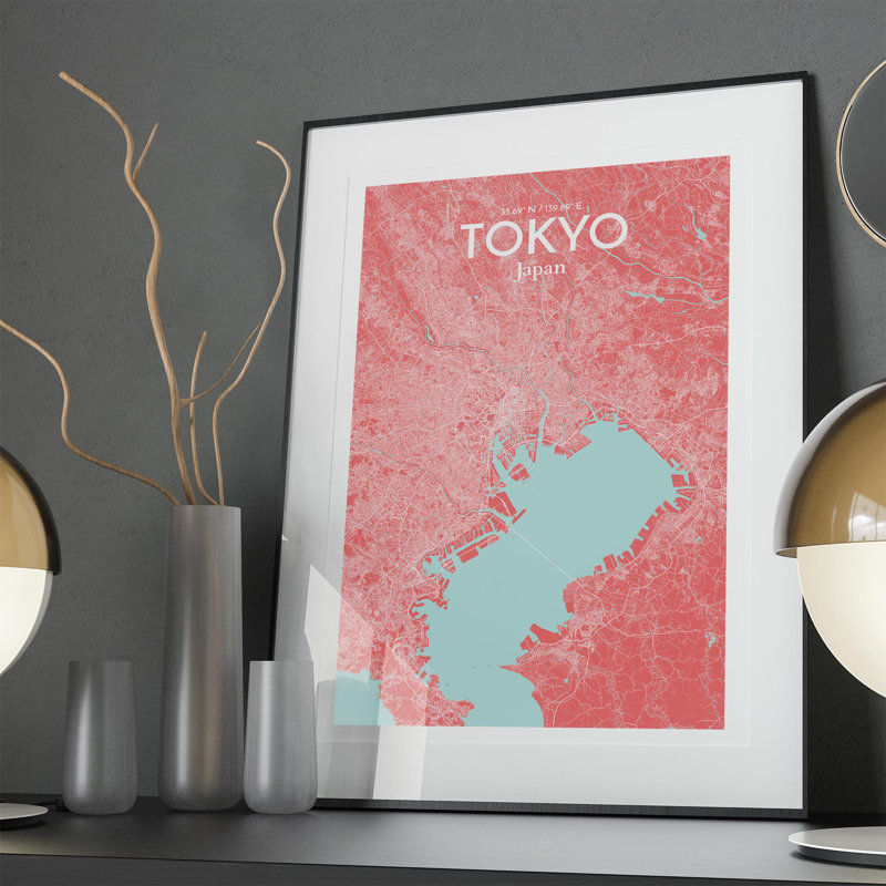 Tokyo City Map In Maritime - No Frame Print, 36cm H x 24cm W x 0.05cm D