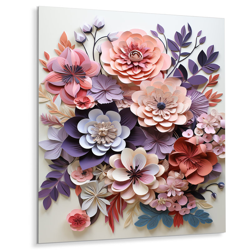 Fleurs d'hortensia mauve et rose - hortensia, art mural, Sans cadre, métal, H 20 po x l 12 po x P 1 po