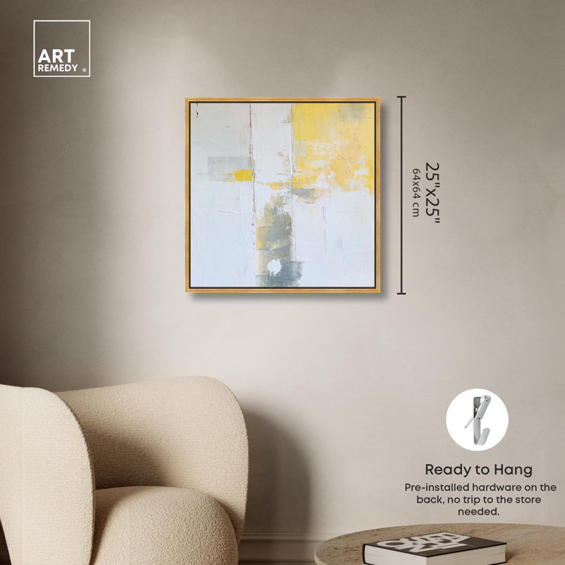 «Sunshine Ruins I Canvas Minimal Abstracts» par Art Remedy, Cadre flottant doré, H 25 po x l 25 po x P 1,8 po