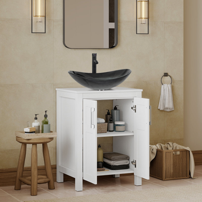 Meuble-lavabo autoportant avec lavabo, Blanc