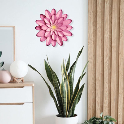 12" Pink Metal Flower Wall Decor