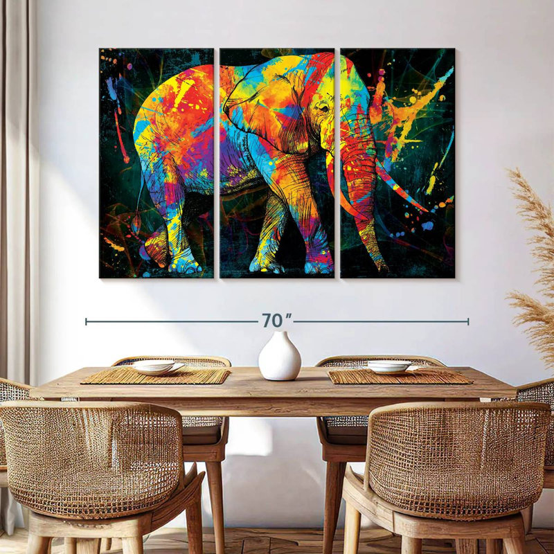 Elephant Color Grunge, 42" H x 65" W