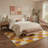 Geoform Modern Machine Washable Yellow / Beige / Purple Indoor Area Rug with Non-Slip Backing-442433446