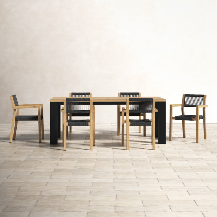 Morones Rectangular Reclaimed Teak 6 Person Indoor Outdoor Dining Set