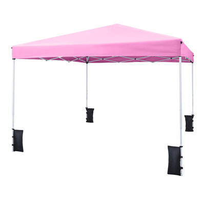 Tente d'auvent escamotable résistante aux rayons UV 10 x 10 pieds avec sac de transport portable et 4 sacs de sable lestés stables pour la cour extérieure