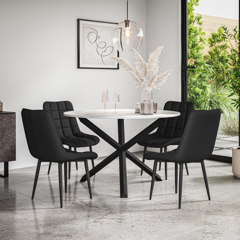 Darcus 4 - Person Dining Set, Black/Black