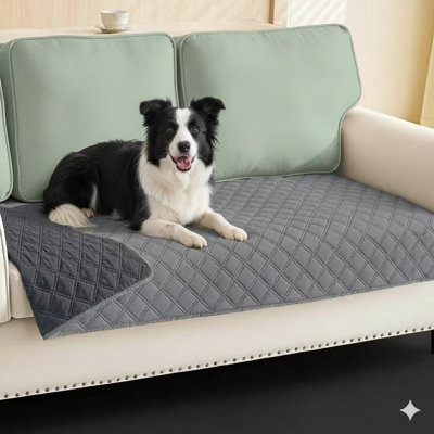 Waterproof Couch Covers For Dogs Washable, Reversible Pet Couch Covers For 3 Cushion Sofa Pet Friendly, Soft Sofa Furniture Protector For Dogs Cat Kids, Checkered (30"X70", Grey/Dark Grey)