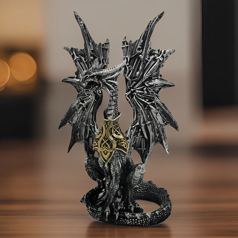 8.25"H Armour Dragon Sitting Figurine
