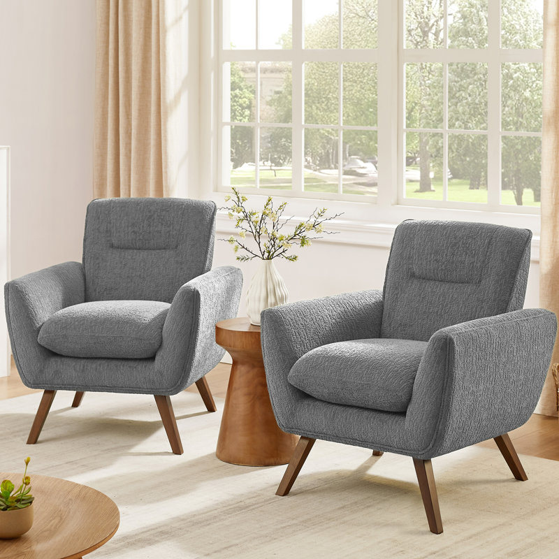 Upholstered Accent Chair, Orange Fabric