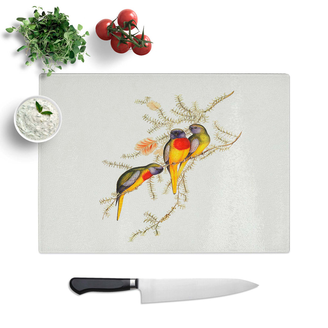 Tempered Glass Splendid Grass-Parakeets by Elizabeth Gould Chopping Board