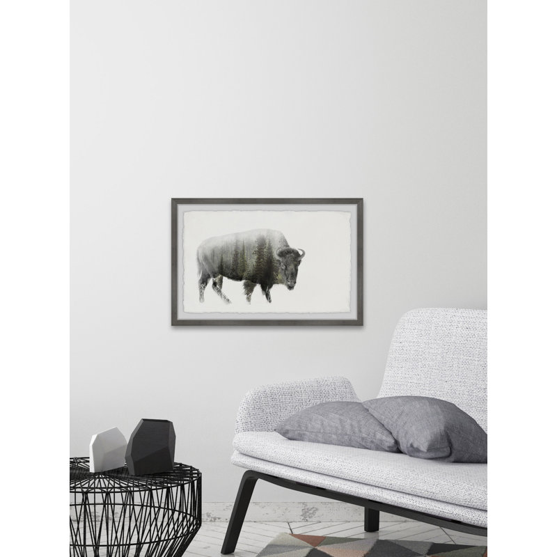 Angry Bison - Single Picture Frame Print, 20cm H x 30cm W x 3.81cm D