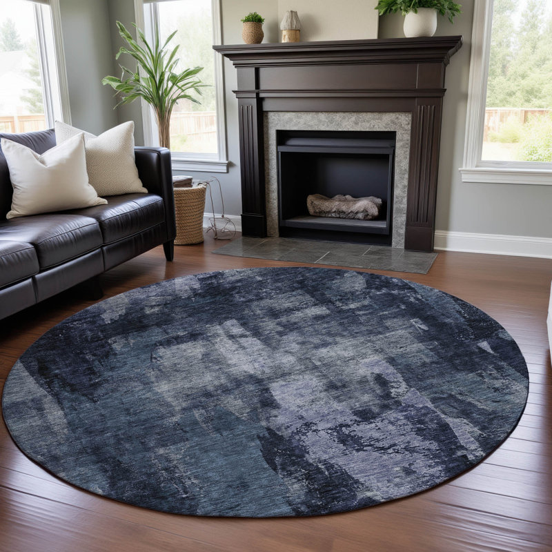 Tapis moderne lavable à la machine de qualité supérieure Dahl AMF1077, Rond 8 pi
