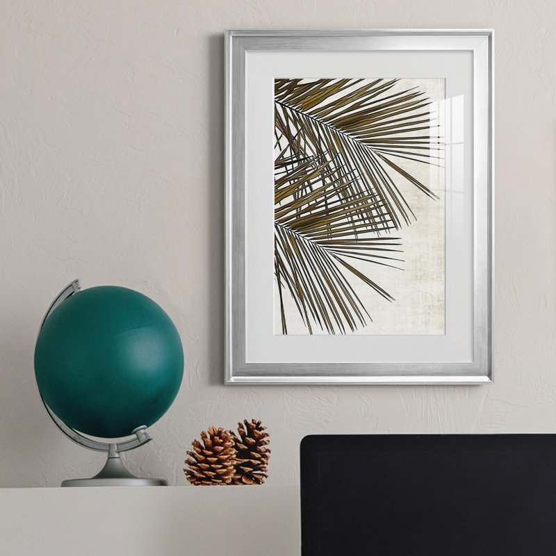 Palmier I - peinture encadrée, Argent, H 18,5 po x l 24,5 po x P 1,5 po