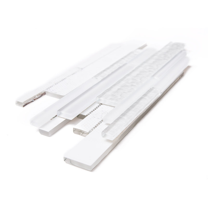 Karma Straight Edge Glass Mosaic Sheet Tile, White