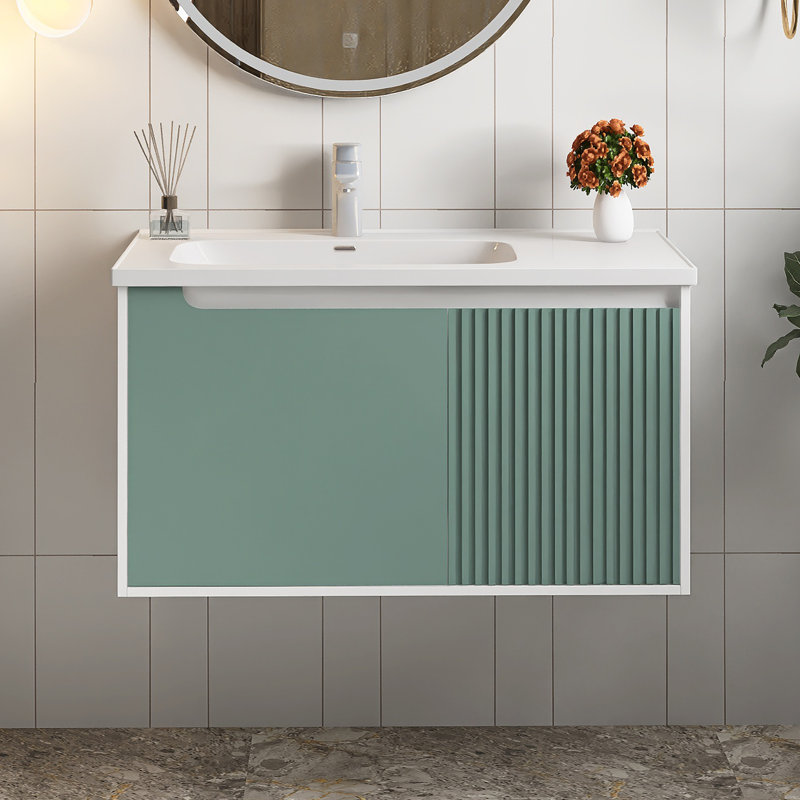 Meuble-lavabo flottant mural 36 po avec lavabo en céramique