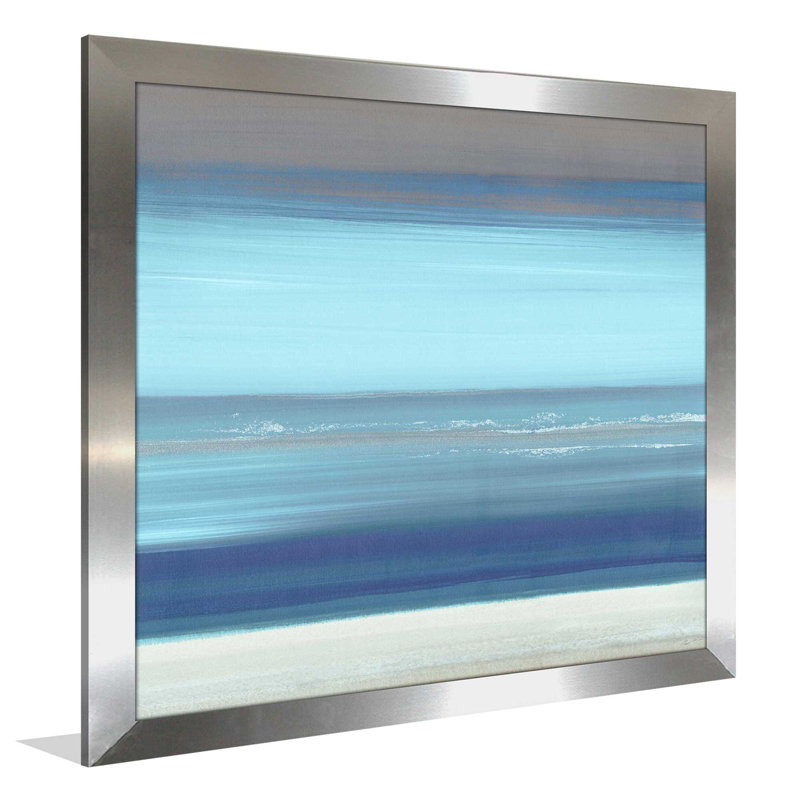 «The Sea II», reproduction de peinture à l'aquarelle, H 37,5 po x l 37,5 po x P 1 po, Encadrement argenté