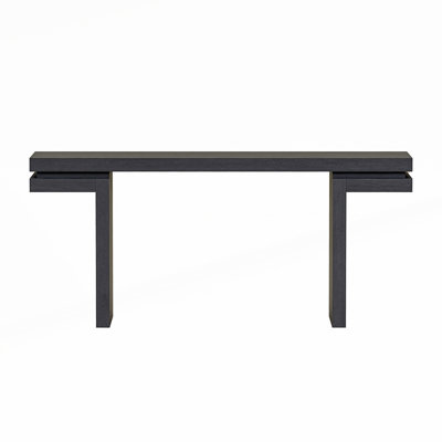 Extra Wide Real Wood Veneered Console Table Minimalist Sofa Table Behind Couch for Entryway