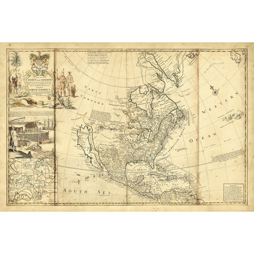 Leinwandbild Antique Map Of America I