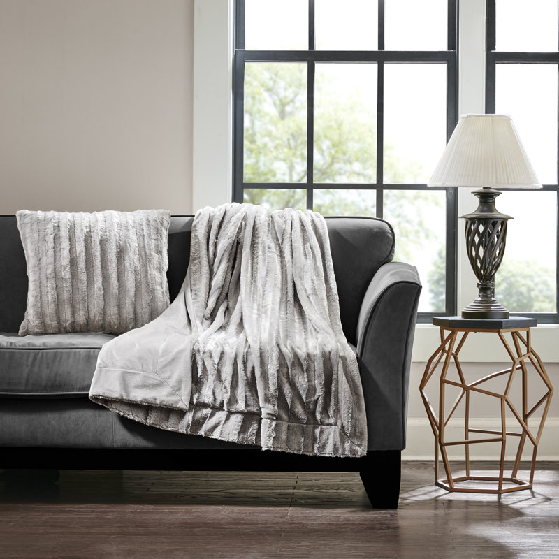Duke Faux Fur Square Pillow, Gray