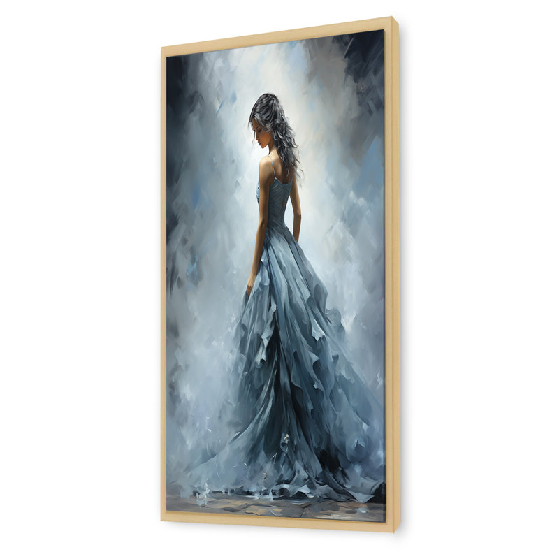 Gris Adagio Dance Ballet - Ballet, art mural, Cadre flottant brun, H 60 po x l 28 po x P 1,5 po