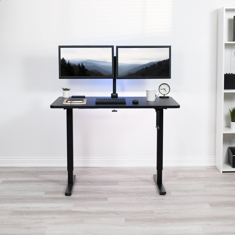 48in x 30in Manual Height Adjustable Desk, Black
