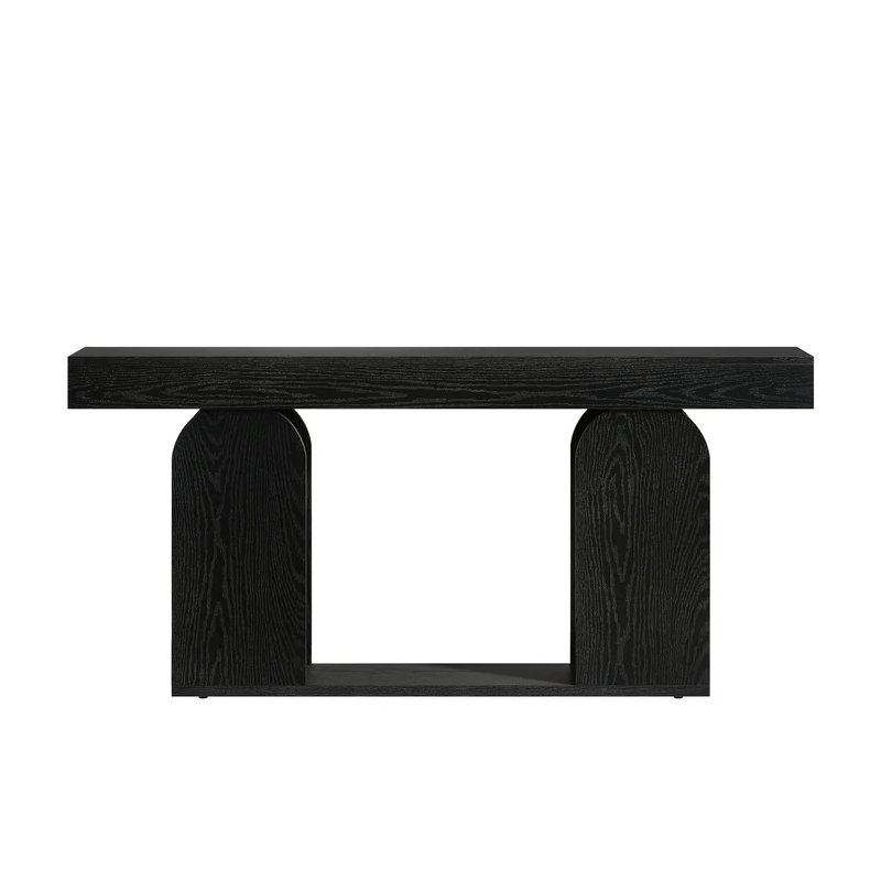 Wood Console table with open bottom shelf, Black