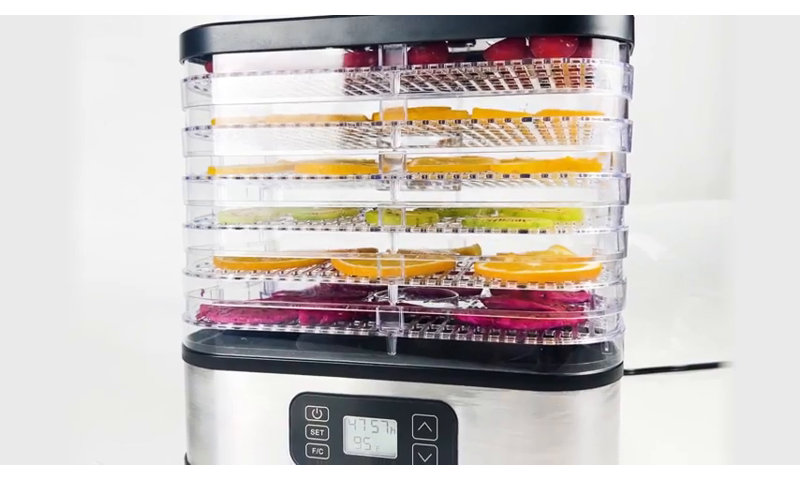 6-Tray Stainless Steel Food Dehydrator with Adjustable Timer and Thermostat