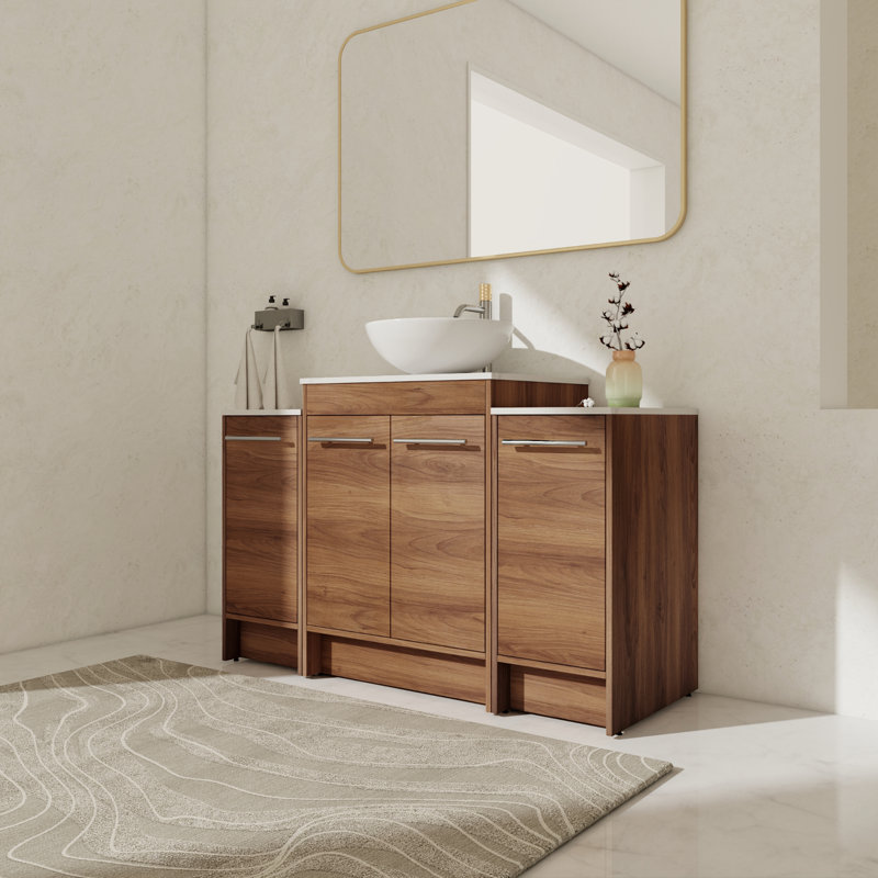 Meuble-lavabo autoportant simple 47,23 po avec plateau en céramique Datreon
