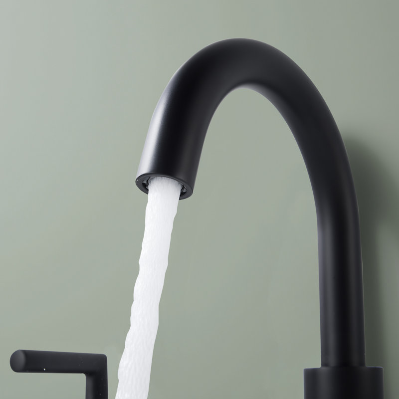 Forious® Ultra Widespread Faucet 2-handle Bathroom Faucet With Drain Assembly, Matte Black