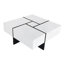 Élégante table de salon carrée avec rangement caché et plateau coulissant extensible, compartiments lustrés de 31,5 po-803229962