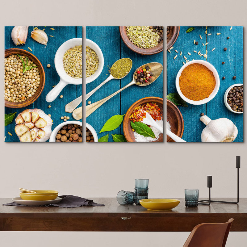 Ail, poivre, poivre, origan, épices, variété, cuisine, cuisine, photographie, réalisme, décor, Toile tendue