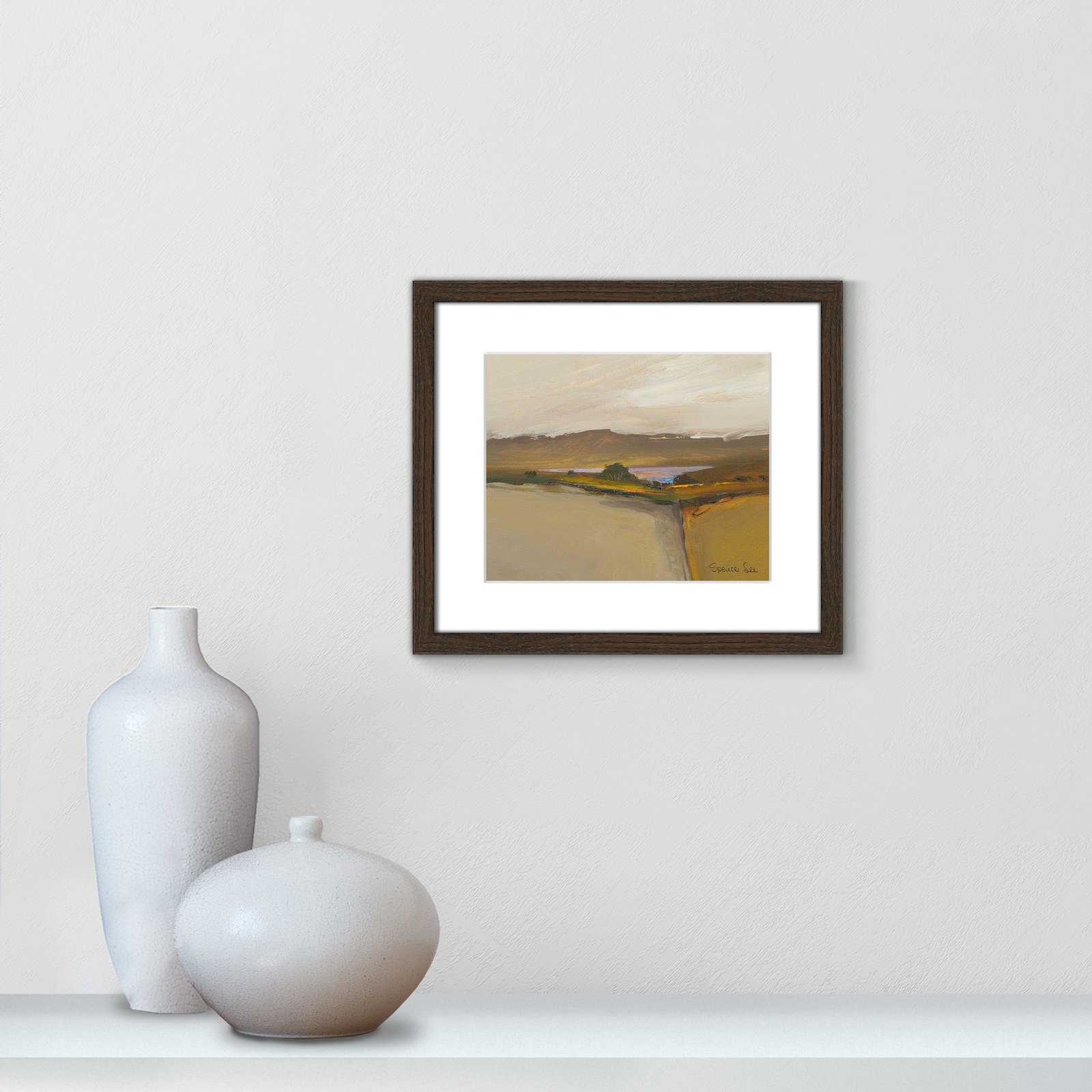 Heaven and Earth IV Print, 13" H x 15" W x 0.75" D, Walnut Framed