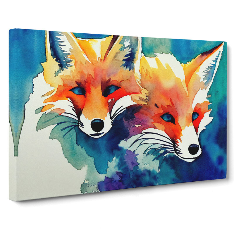 Fox Watercolour Vol.1 - Wrapped Canvas, 50cm H x 76cm W x 3cm D