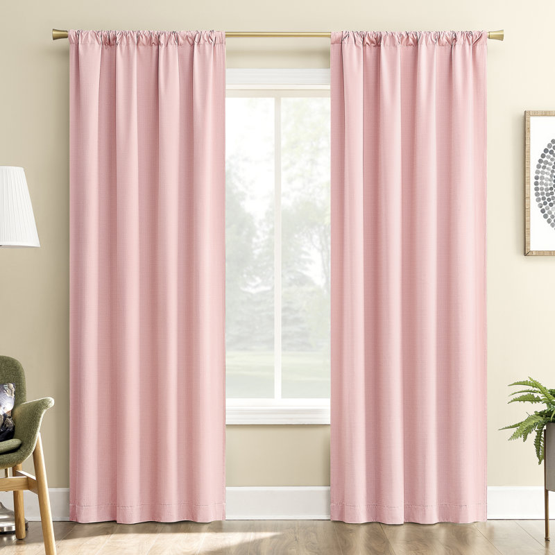 Karina Textured Blackout Rod Pocket Curtain Panel, 40" W x 63" L, Pink