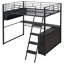 Lit mezzanine en métal avec DEL, bureau et 4 tablettes de rangement-1271800987
