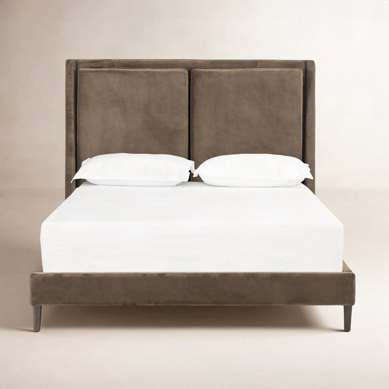 Aurelle Upholstered Wingback Bed, Queen, Surrey Olive