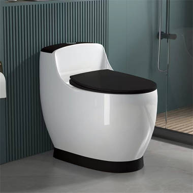 WATERMONY 1.85 Gallons Per Minute GPF Elongated Height One-Piece Black  Toilet (Seat Included)