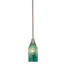 Luminaire suspendu drapé en verre de mer carré 4 po