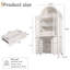 Grand garde-manger arqué cannelé de 71 po avec tablettes réglables, rangement élégant avec tiroir caché et porte vitrée pour la cuisine, le salon, la salle à manger, blanc