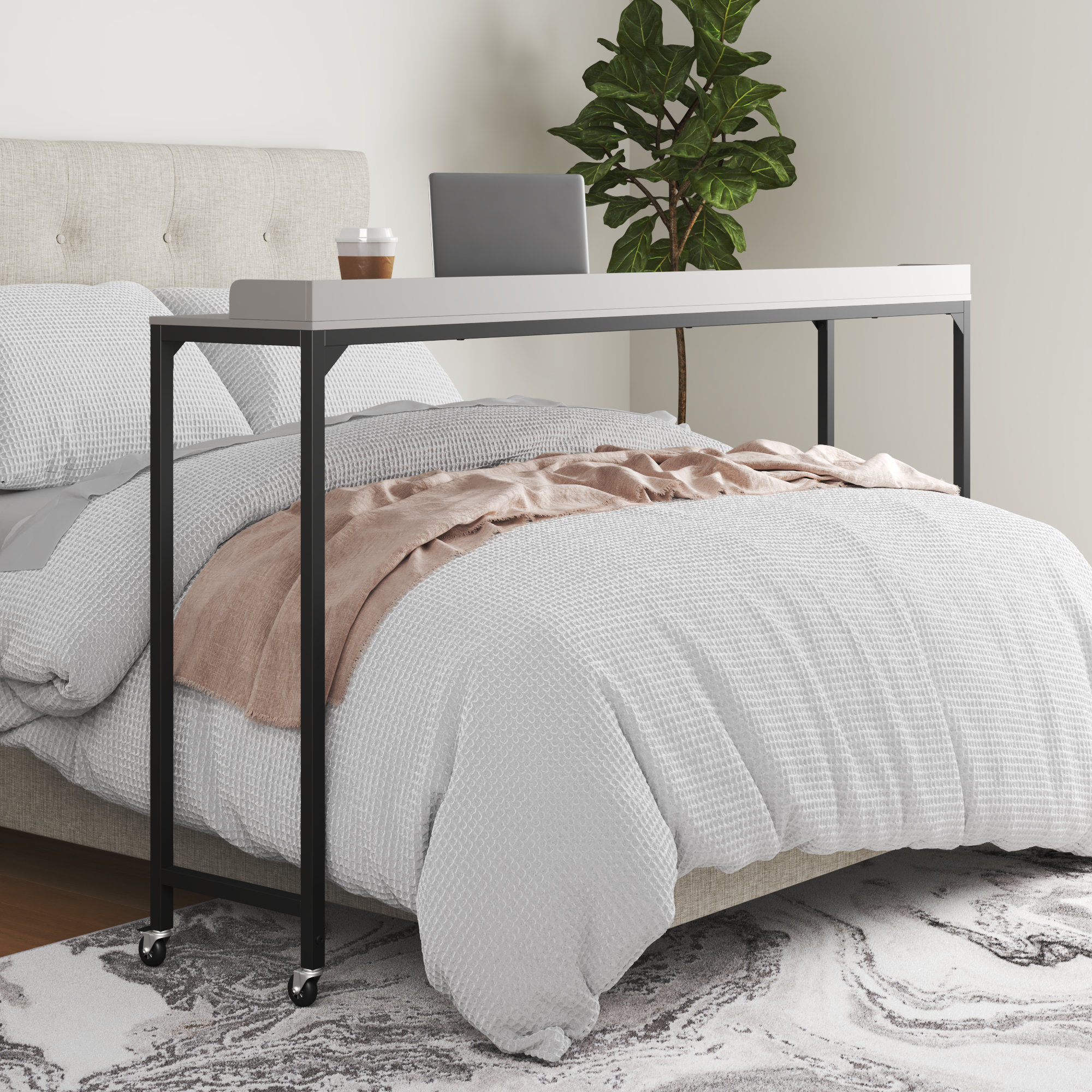 Adedotun Adjustable Height Over-The-Bed Desk with Castors