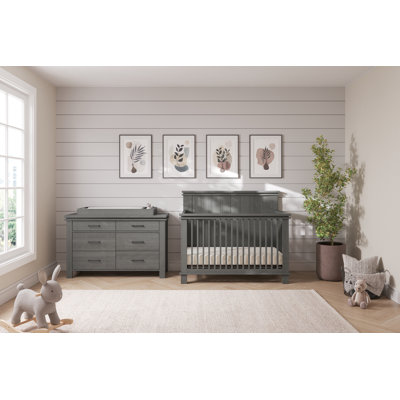 Denman 3-Piece Nursery Set | 4-in-1 Crib, Dresser & Removable Changing Topper 