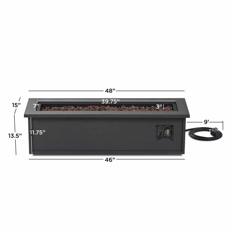 Mila 48" Rectangle Steel Propane Outdoor Fire Pit Table by Real Flame