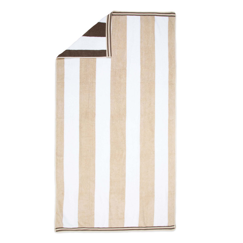 Aston & Arden Reversible Brown and Beige Cotton Beach Towel 30x70