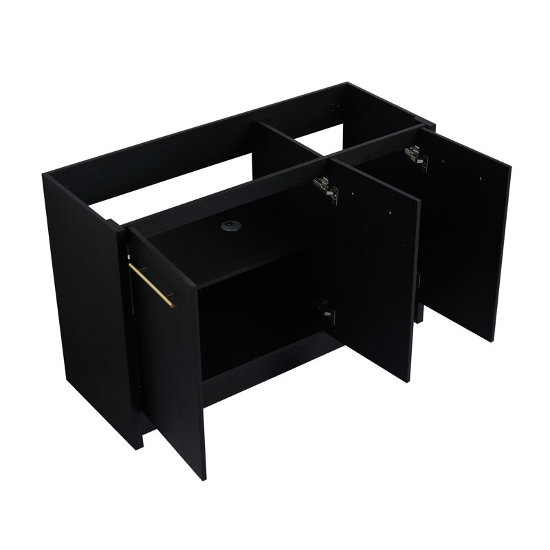 Meuble-lavabo autoportant noir de 48 po en châtaignier noir - aspect contemporain avec porte à fermeture en douceur et espace de rangement suffisant pour une allure moderne
