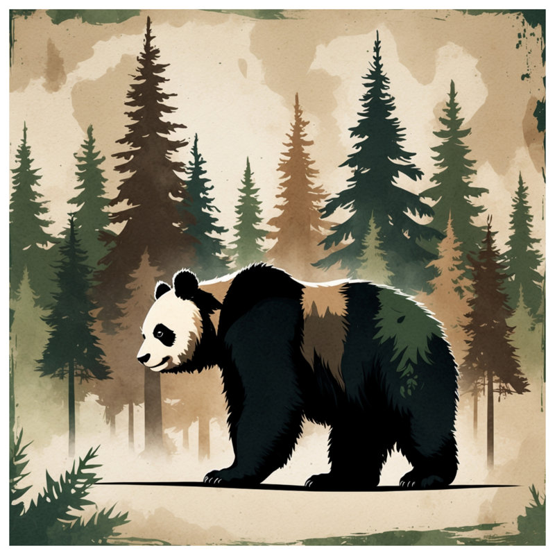Rideaux de douche Panda Forest Illustration, 70 po l x 72 po H
