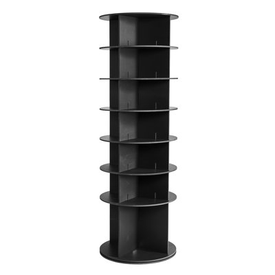 Étagère à chaussures rotative 7 niveaux, étagère à chaussures pivotante à 360 °, présentoir rond à carrousel de rangement, présentoir autoportant Lazy Susan pour la chambre à coucher, le salon, l'entrée, le placard, noir