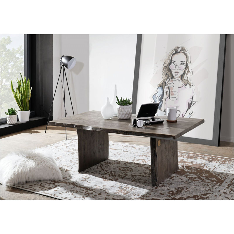 Pure Acacia Solid Wood Frame Coffee Table, Grey, H45 x L70 x W120cm