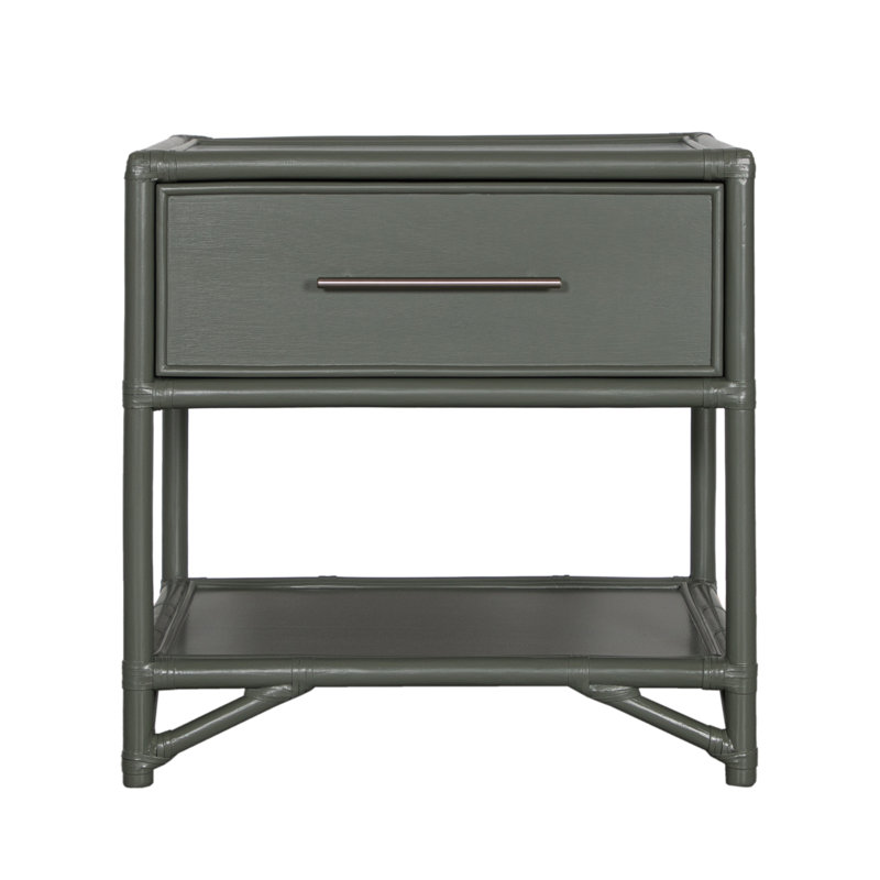 Olivia Collection 1 - Drawer Rattan Nightstand, Cocoa