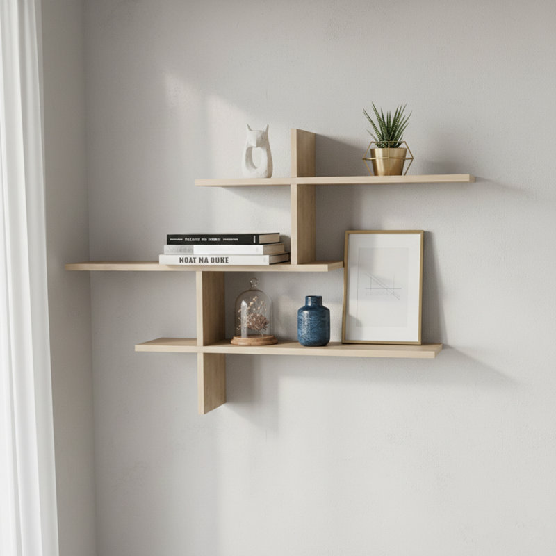 Floating 3 Tiers Wall Shelf, Oak