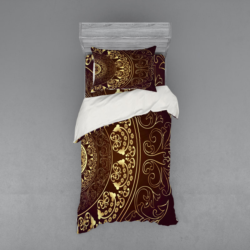 Eclectic Polyester Damask Duvet Cover, Twin Duvet Cover + 2 Additional Pieces